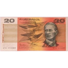 AUSTRALIA 1985 . FIVE 5 DOLLARS BANKNOTE . ERROR . WET INK TRANSFER OCR-B